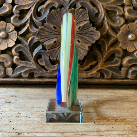 Murano Glass Multicolor Colorful Rainbow Spiral Coil Snake 3D Handblown Art - Picture 6 of 17